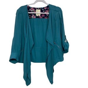 Anthropologie Teal Draped Blazer